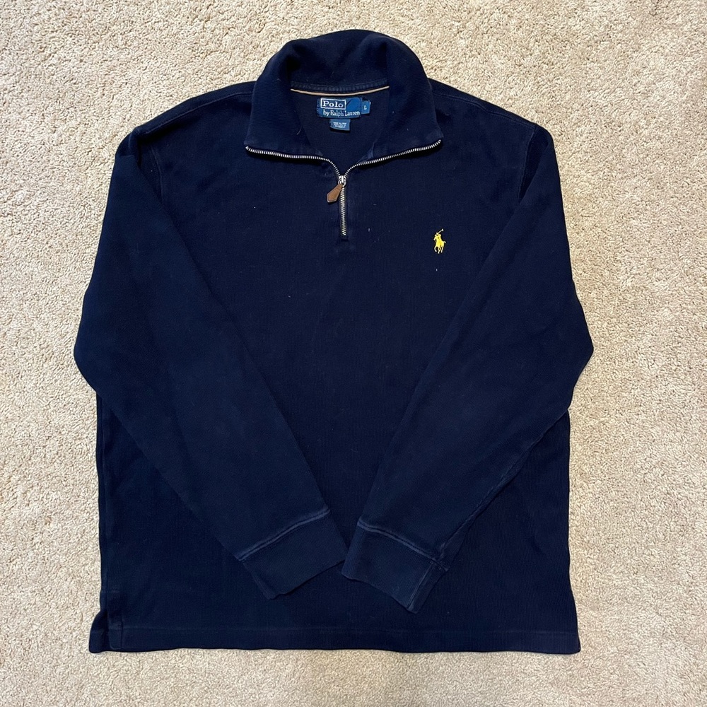 Ralph Lauren Navy Half Zip-Up Polo Mens